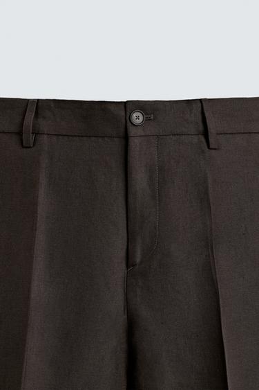 100% LINEN SUIT TROUSERS - Brown by Zara - Image 7