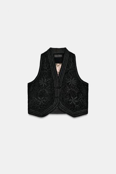 GILET EN VELOURS BRODÉ ZW COLLECTION LIMITED EDITION - Noir de Zara - Image 5