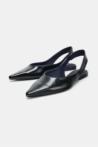 POINTED TOE SLINGBACK BALLET FLATS - Black by Zara - Image 3