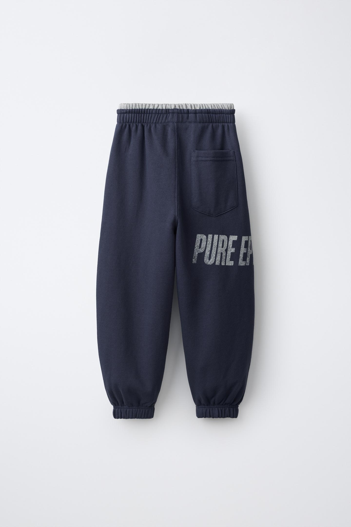 Детские брюки Zara Double Waistband Text Jogger, цвет: Тёмно-синий — фото 2
