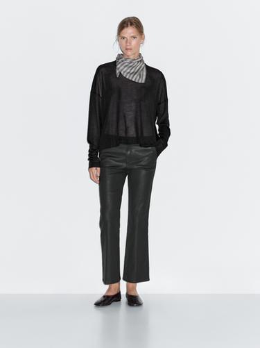 Zara Flared cropped trousers - Black - Image 0