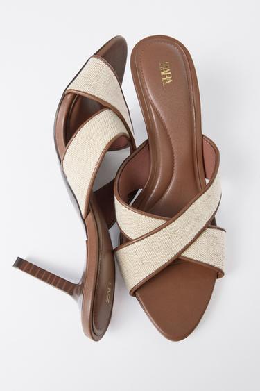 CROSSOVER HEELED MULES - Light beige by Zara