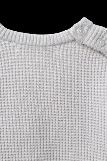 WAFFLE KNIT JUMPER WITH BEAR PATCH - Light grey by Zara