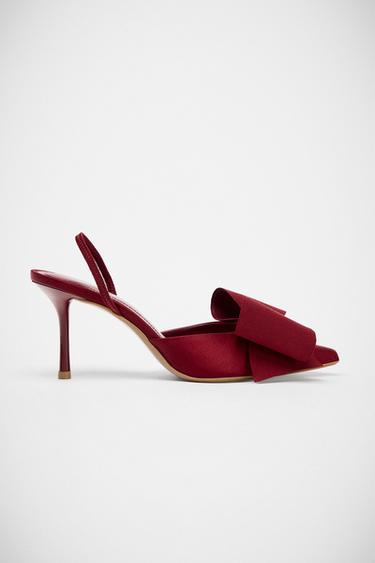 SLINGBACK SHOES WITH BOW - Burgundy Red by Zara