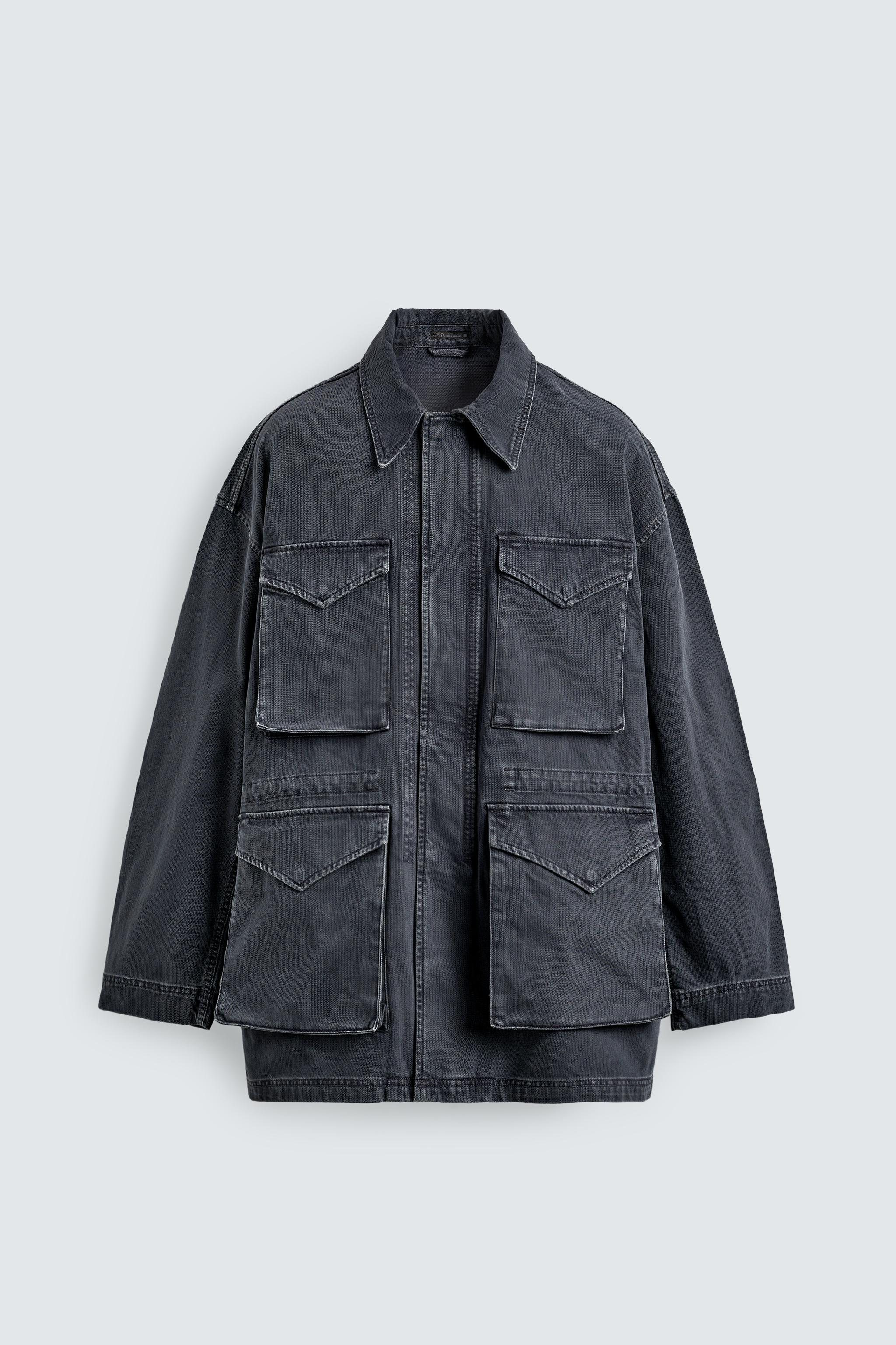 Washed Cotton Textured Parka - Light indigo