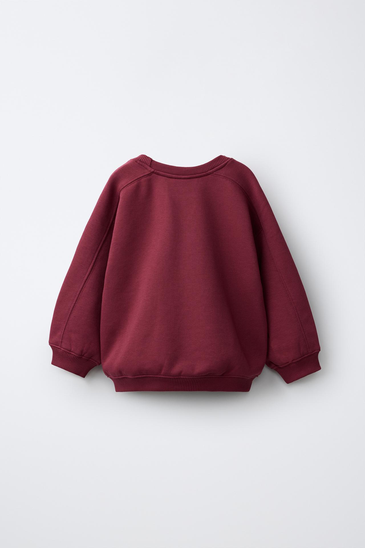 BEAR EMBROIDERED SWEATSHIRT — Maroon