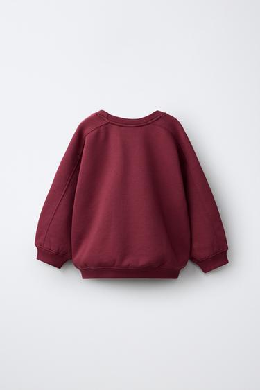BEAR EMBROIDERED SWEATSHIRT — Maroon 2