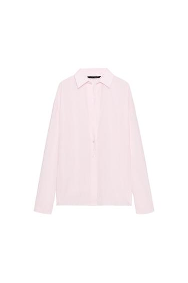 KËMISHË OVERSIZE ME LIDHËSE - Rozë e zbehtë nga Zara