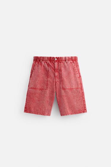 WASHED RELAXED FIT BERMUDA SHORTS - Red by Zara - Image 6