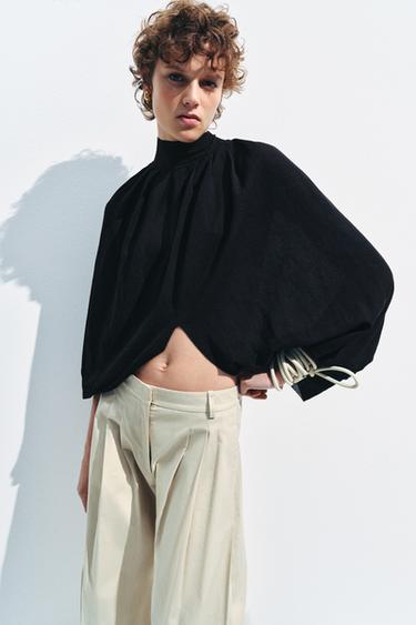 FINE KNIT CAPE TOP - Black by Zara - Image 0