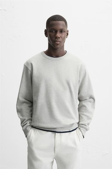 Zara BASIC CREW NECK SWEATSHIRT - Gray marl