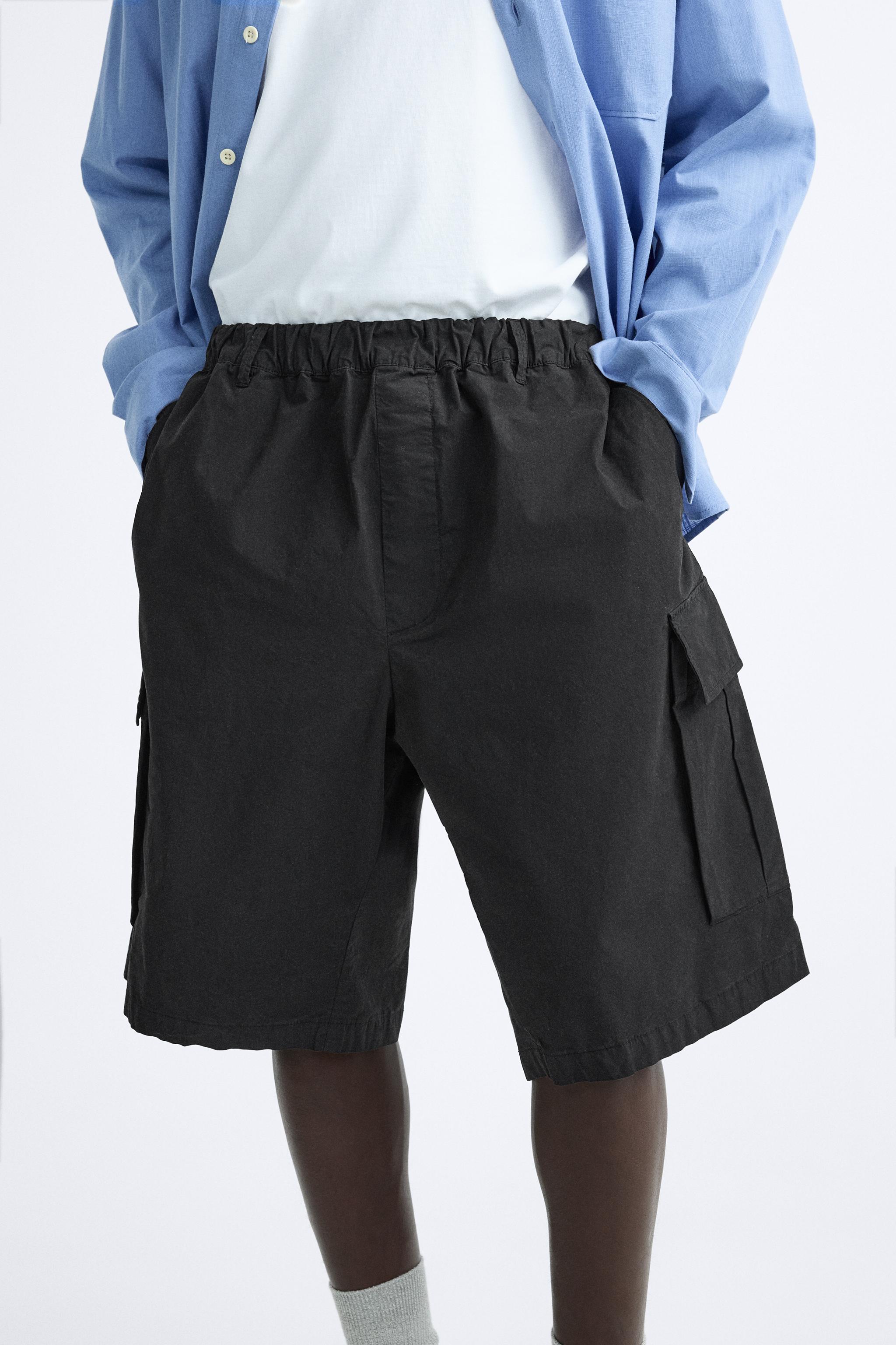 POPLIN CARGO SHORTS - Black | ZARA United States