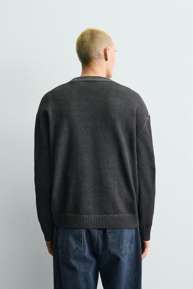 WASHED TEXTURED JUMPER - Black by Zara - Image 2