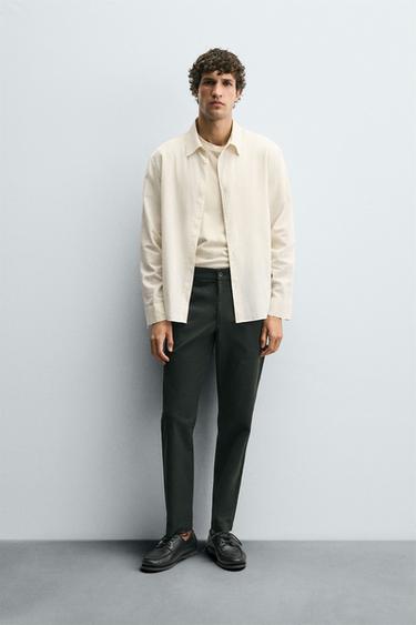 SLIM FIT CHINO TROUSERS - Dark green by Zara