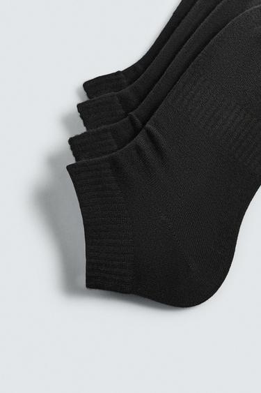 جوارب كاحل أساسية حزمة 4 - أسود الخاص بـ Zara