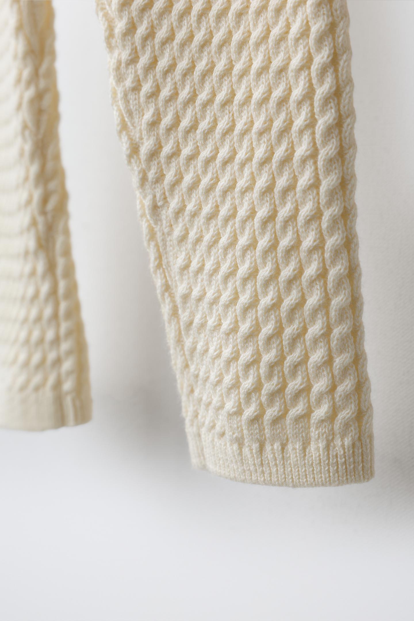 Детские леггинсы Zara Cable Knit, цвет: Экрю — фото 4