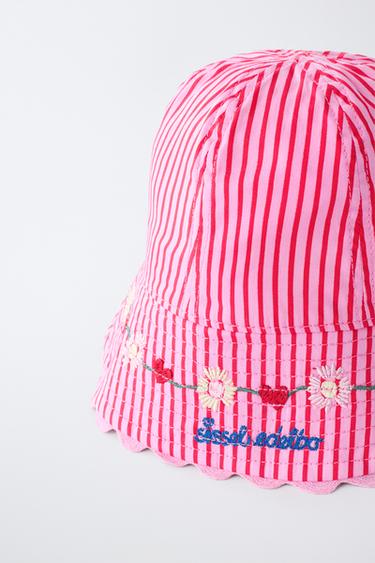 CHAPEAU BOB À RAYURES BRODÉES SISSEL EDELBO X ZARA KIDS - Rose de Zara - Image 2