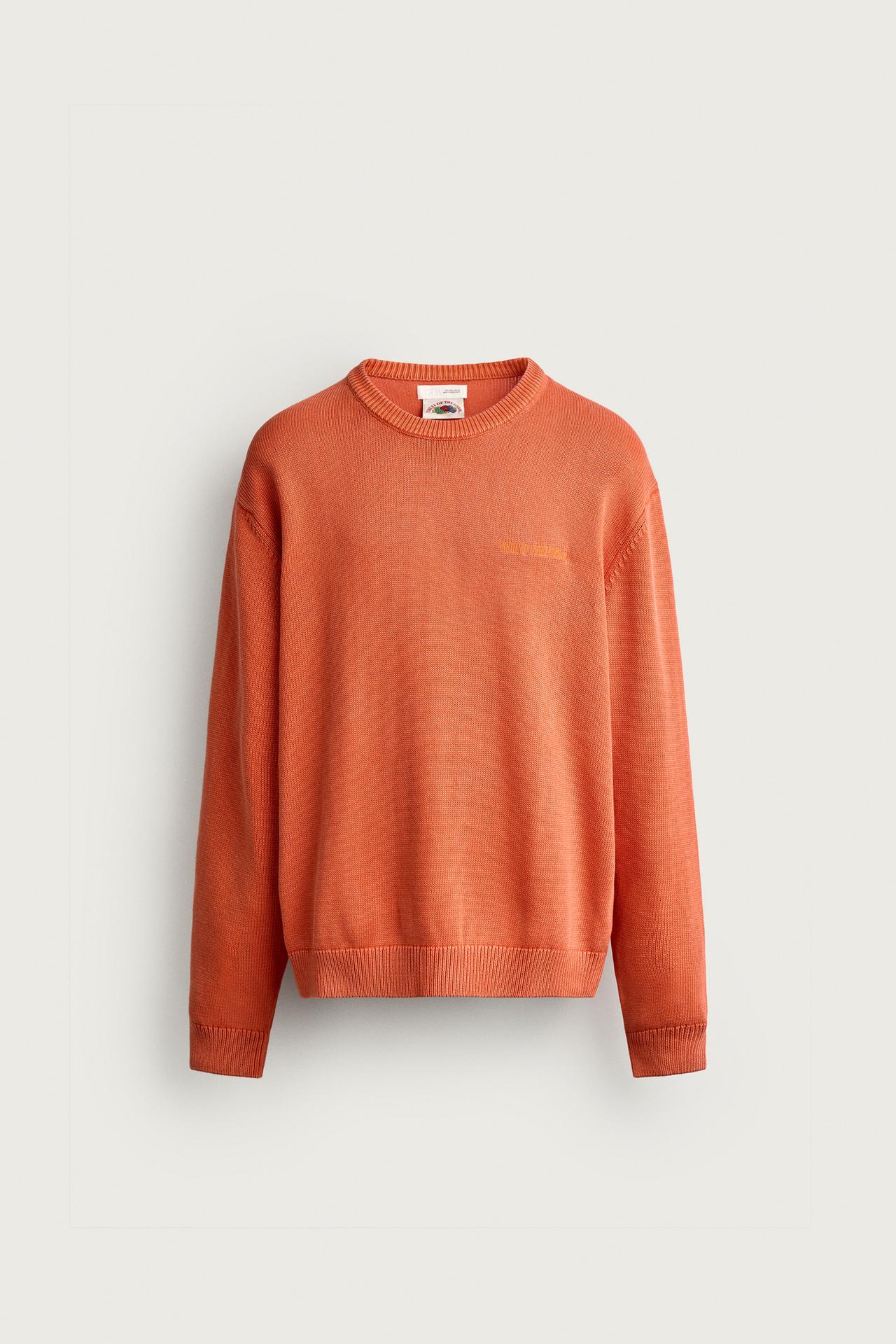 FRUIT OF THE LOOM™ EMBROIDERED 100% COTTON SWEATER — Orange