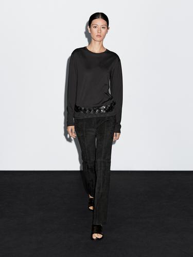 Camiseta manga larga 100% algodón - Negro de Zara - Imagen 0