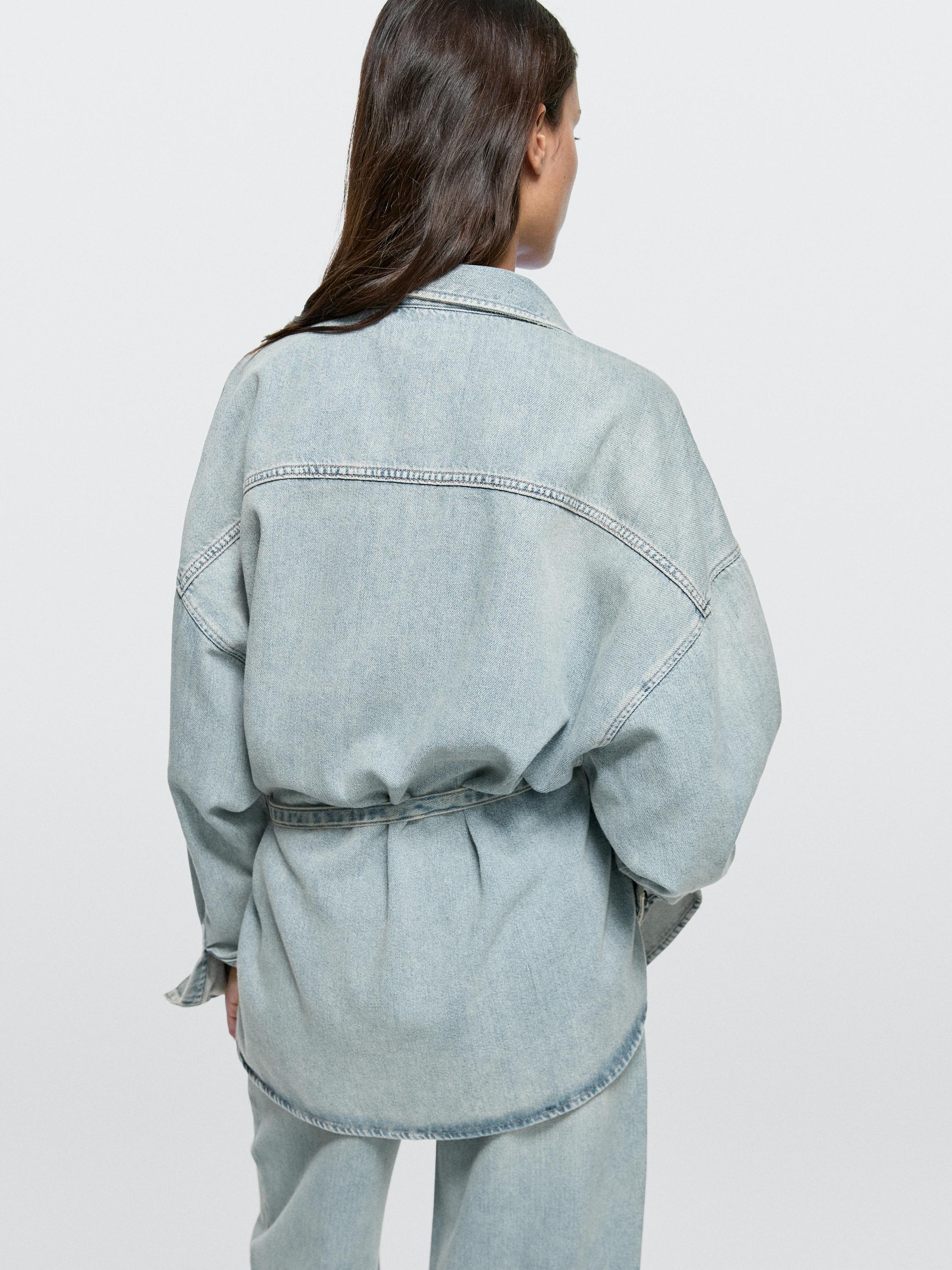 Oversize denim shirt with pocket details