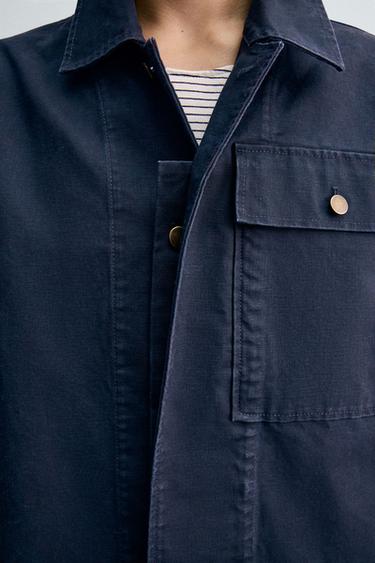 SURCHEMISE CANVAS POCHE - Bleu marine de Zara - Image 5