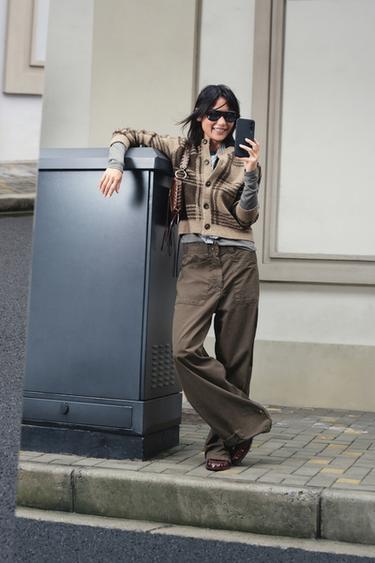 Zara 拉鍊肩背包 - 巧克力色