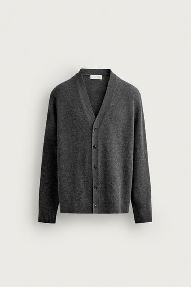 WOOL BLEND REGULAR FIT CARDIGAN — Gray marl 1