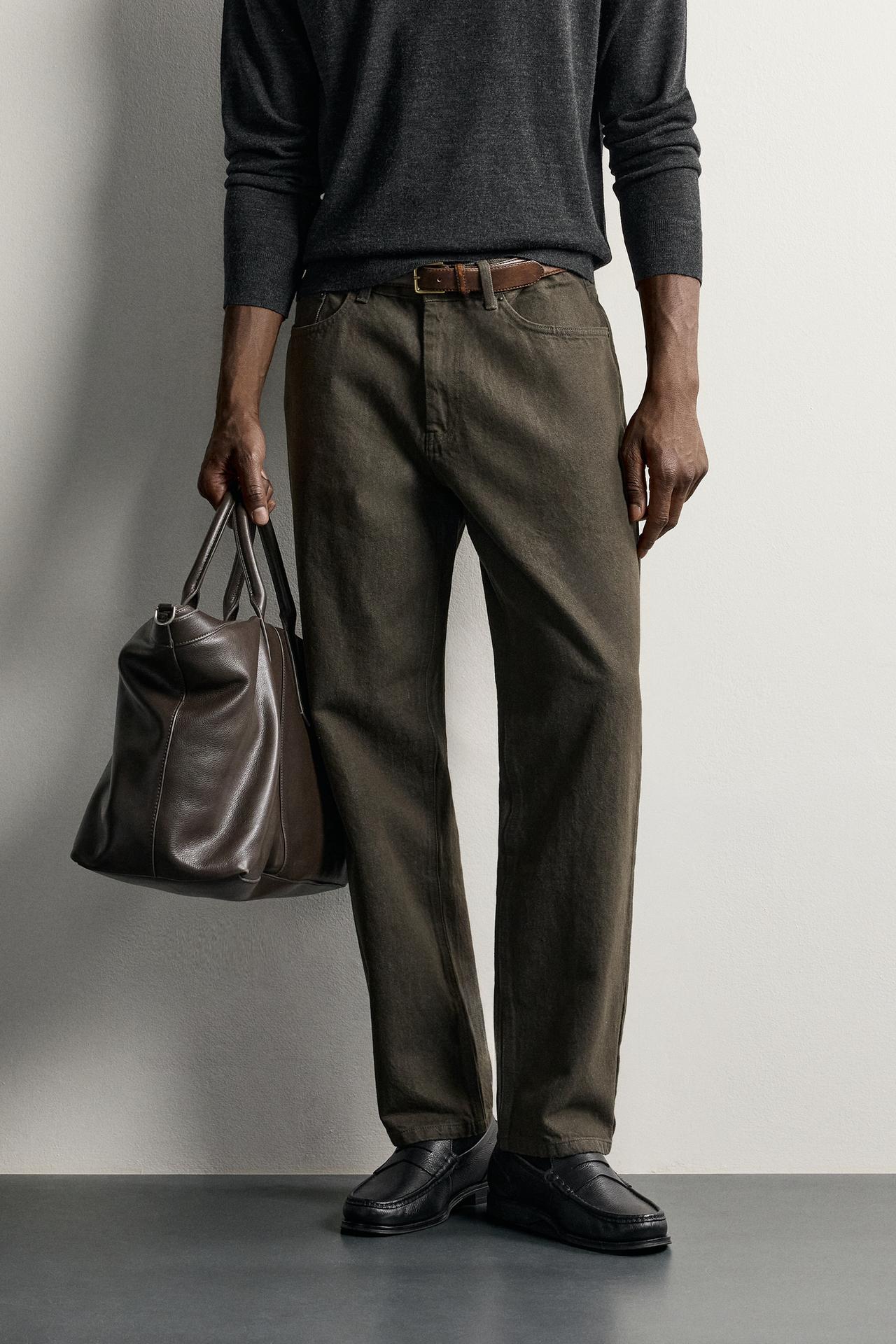 STRAIGHT-LEG TROUSERS — Green