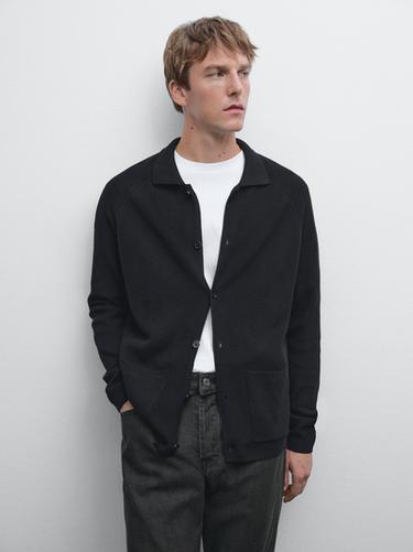 Cárdigan punto 100% algodón - Negro de Zara