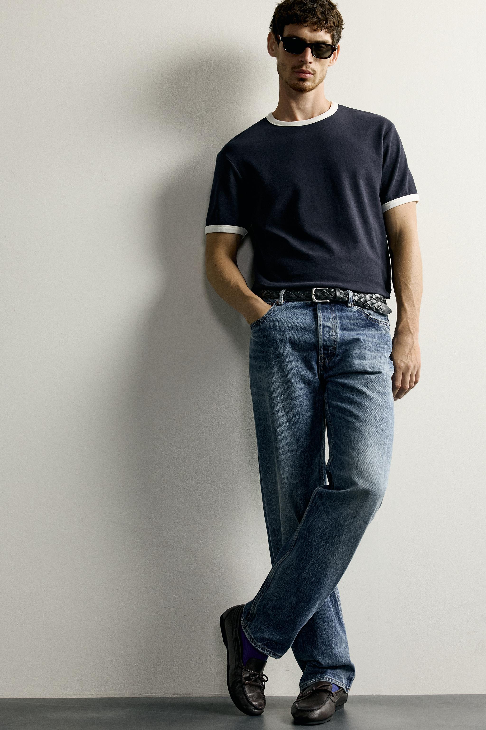 Zara KONTRAST FİTİLLİ BASIC T-SHIRT görsel 5