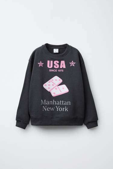 SUDADERA TEXTO USA - Gris antracita de Zara - Imagen 0