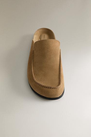 LEATHER MULE CLOG SLIPPERS - Brown by Zara - Image 4