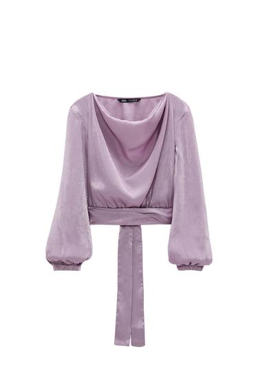 SATIN TOP WITH BOW