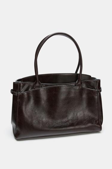 LEATHER CITY BAG - Black by Zara - Image 3