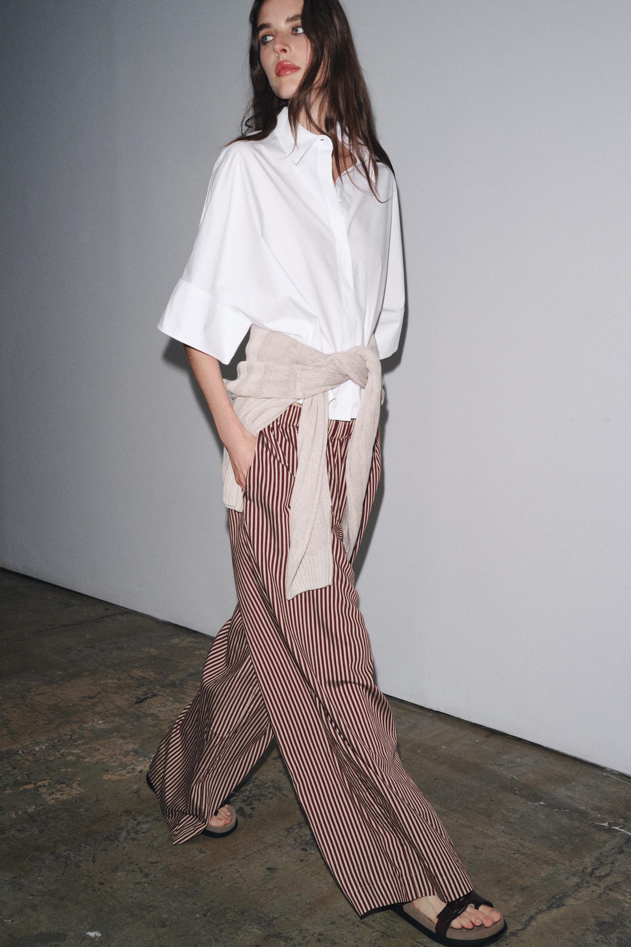 パンツ ROTATE FW25 'Poplin Tapered Striped' pants (114400000 1000) Poplin Tapered Pants Striped Black - ROTATE Birger Christensen