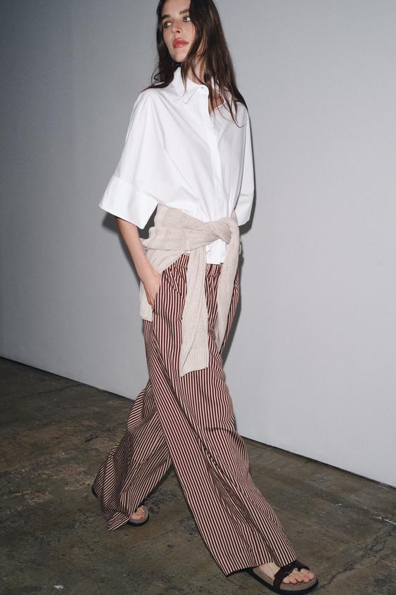 PANTALONI FLUIDI A RIGHE ZW COLLECTION