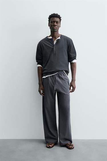 STRIPED JOGGER TROUSERS - Greyish by Zara - Image 0