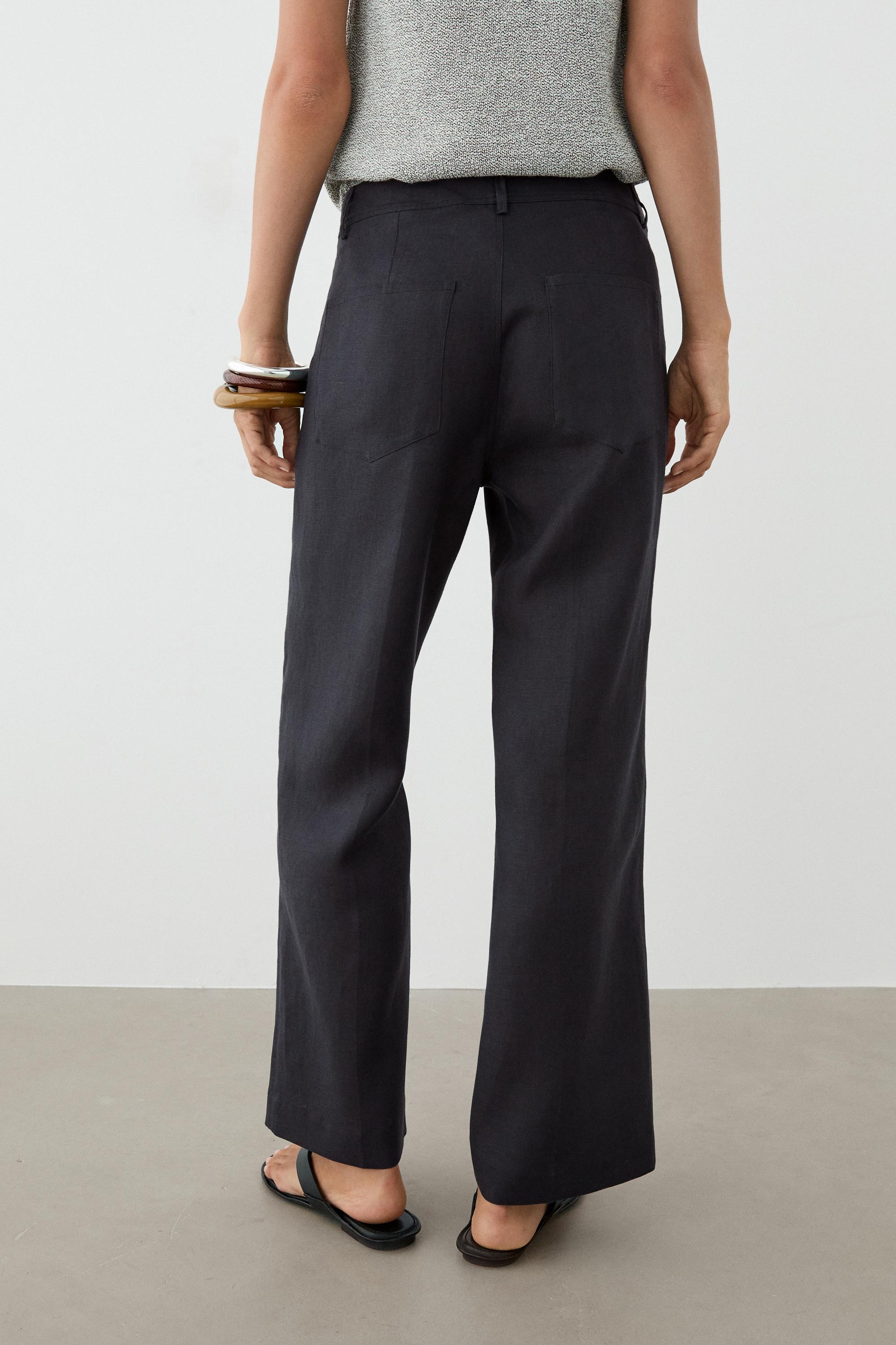 Kick flare cropped linen trousers