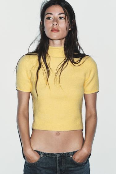 SOFT KNIT SHORT SLEEVE JUMPER - Yellow by Zara