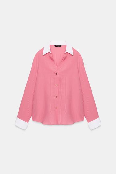 CAMISA RAYAS CONTRASTE - Rosa de Zara - Imagen 0