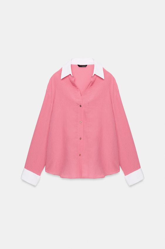 CONTRAST STRIPE SHIRT - Pink by Zara - Image 0
