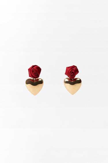 BOUCLES D'OREILLES ROSE CŒUR - Doré de Zara - Image 3