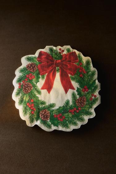 CHRISTMAS WREATH PAPER NAPKIN PACK (PACK OF 20) — Green 1
