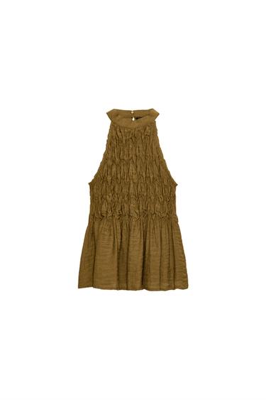 GATHERED HALTER TOP - Olive green by Zara