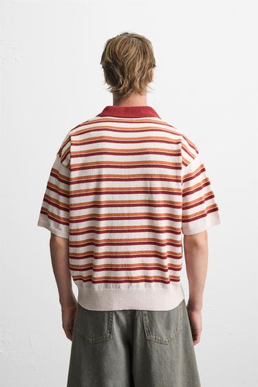 STRIPED TEXTURED KNIT POLO SHIRT - Multicoloured by Zara - Image 2