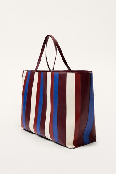 SAC EN CUIR MAXI SHOPPER RAYURES ÉDITION LIMITÉE - Multicolore de Zara - Image 1