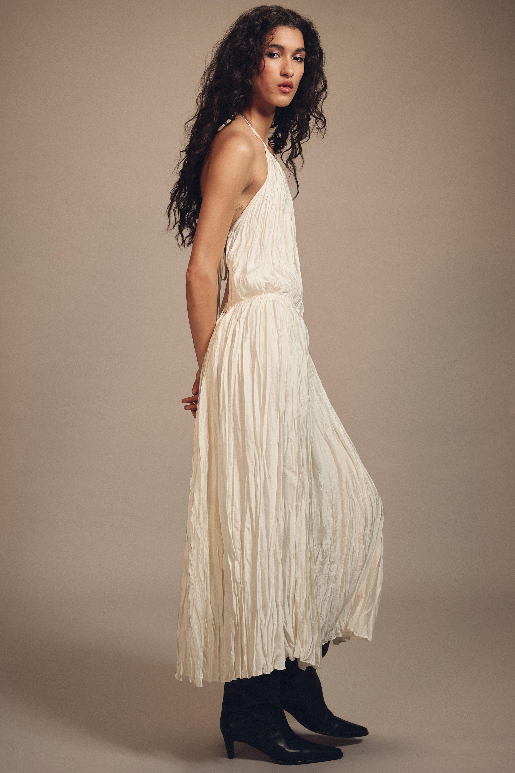 strapless open back dress Beaded Long Layered Formal Pleated Dress Alexander by Daymor 1576 – The  Dress Outlet