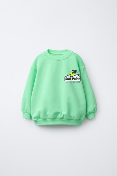 SUDADERA ESTAMPADA OLA SURF - Verde claro de Zara