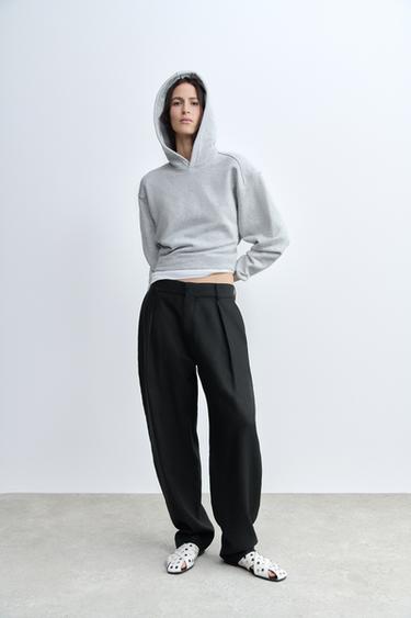 Zara HEAVYWEIGHT PLEATED HOODIE - Gray marl - Image 0