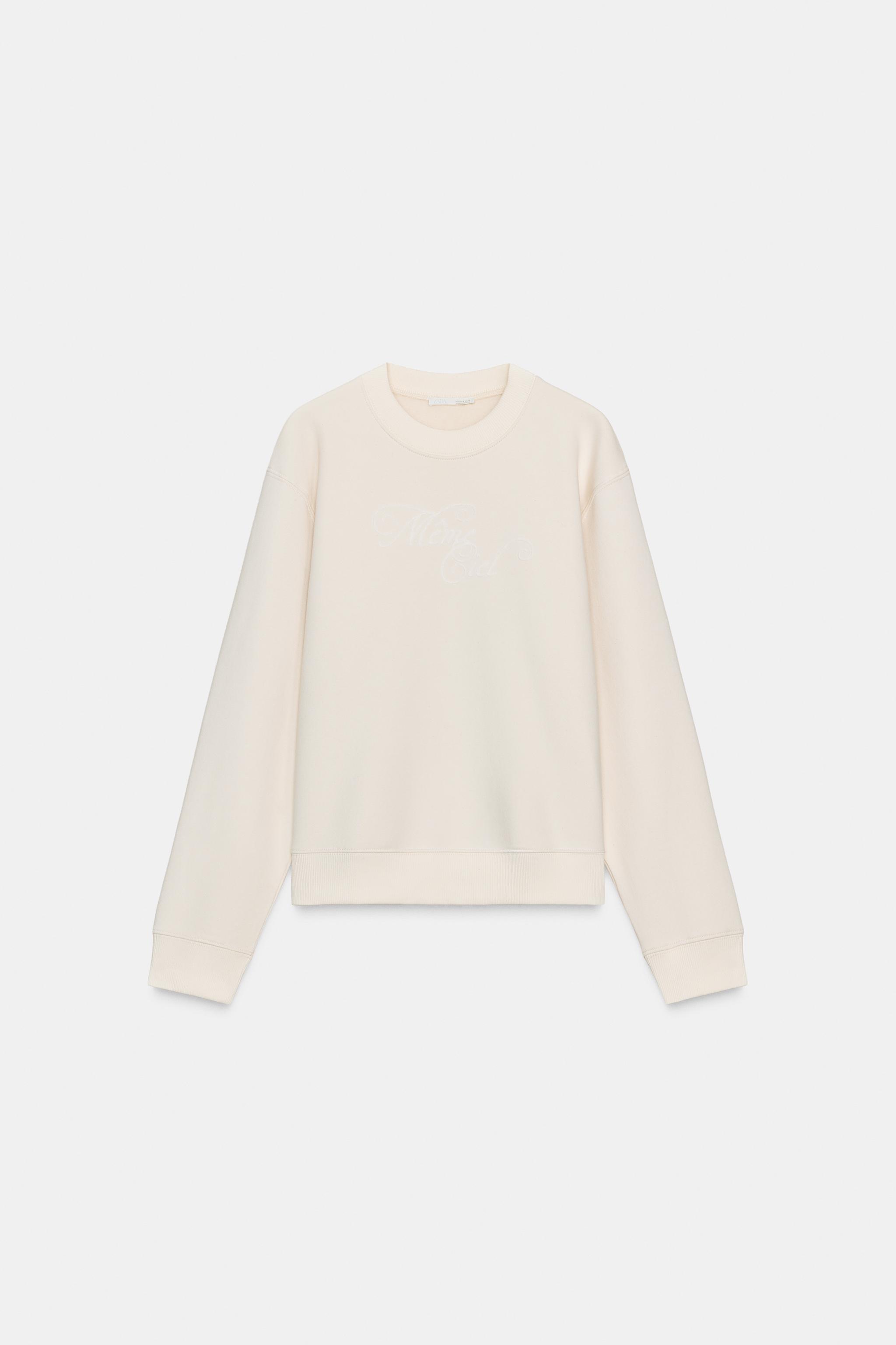 FRONT TEXT SWEATSHIRT - Ecru | ZARA United States